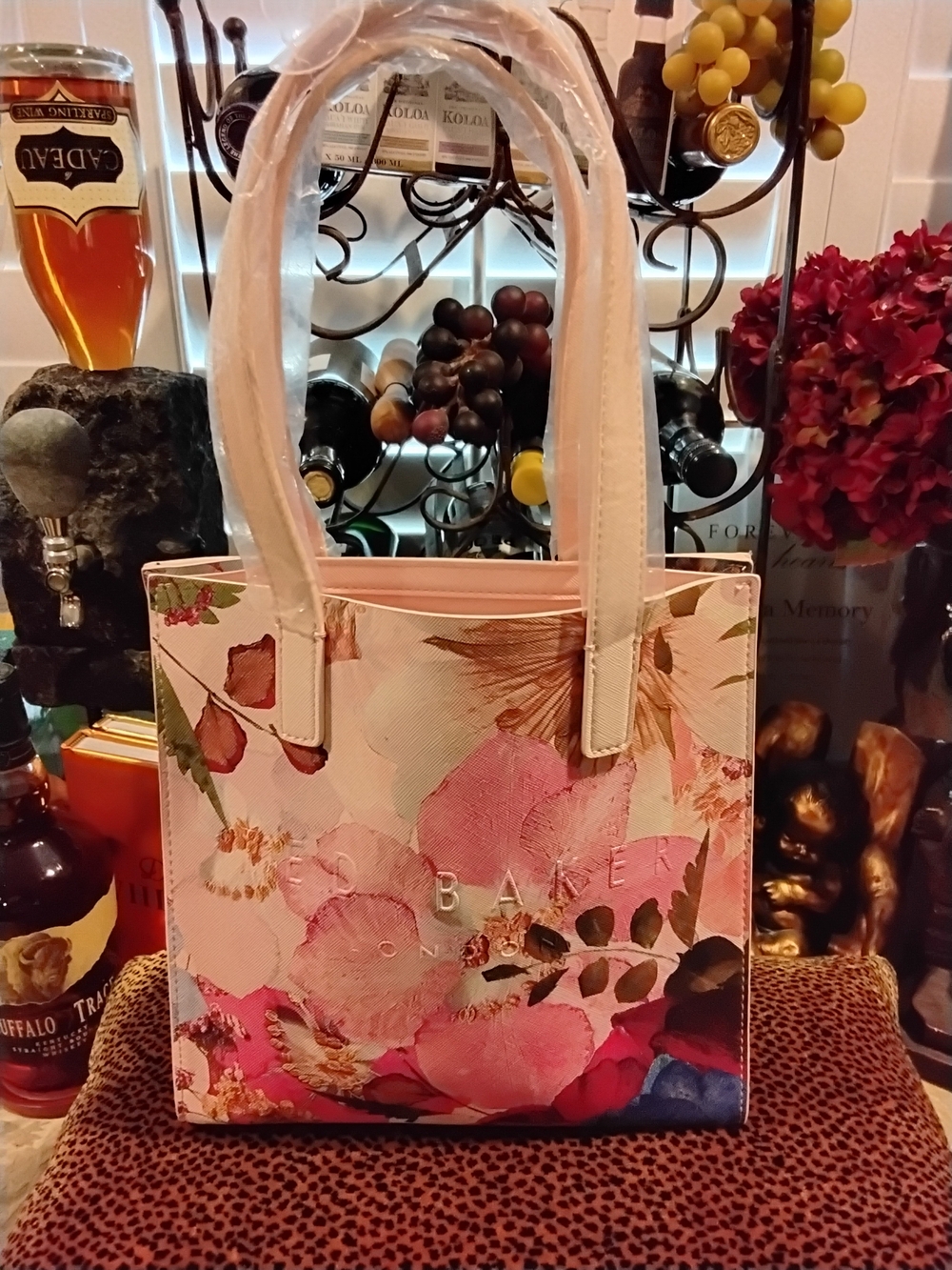 Ted Baker Floral Print Pink and Blue Tote - Picture 2 of 3
